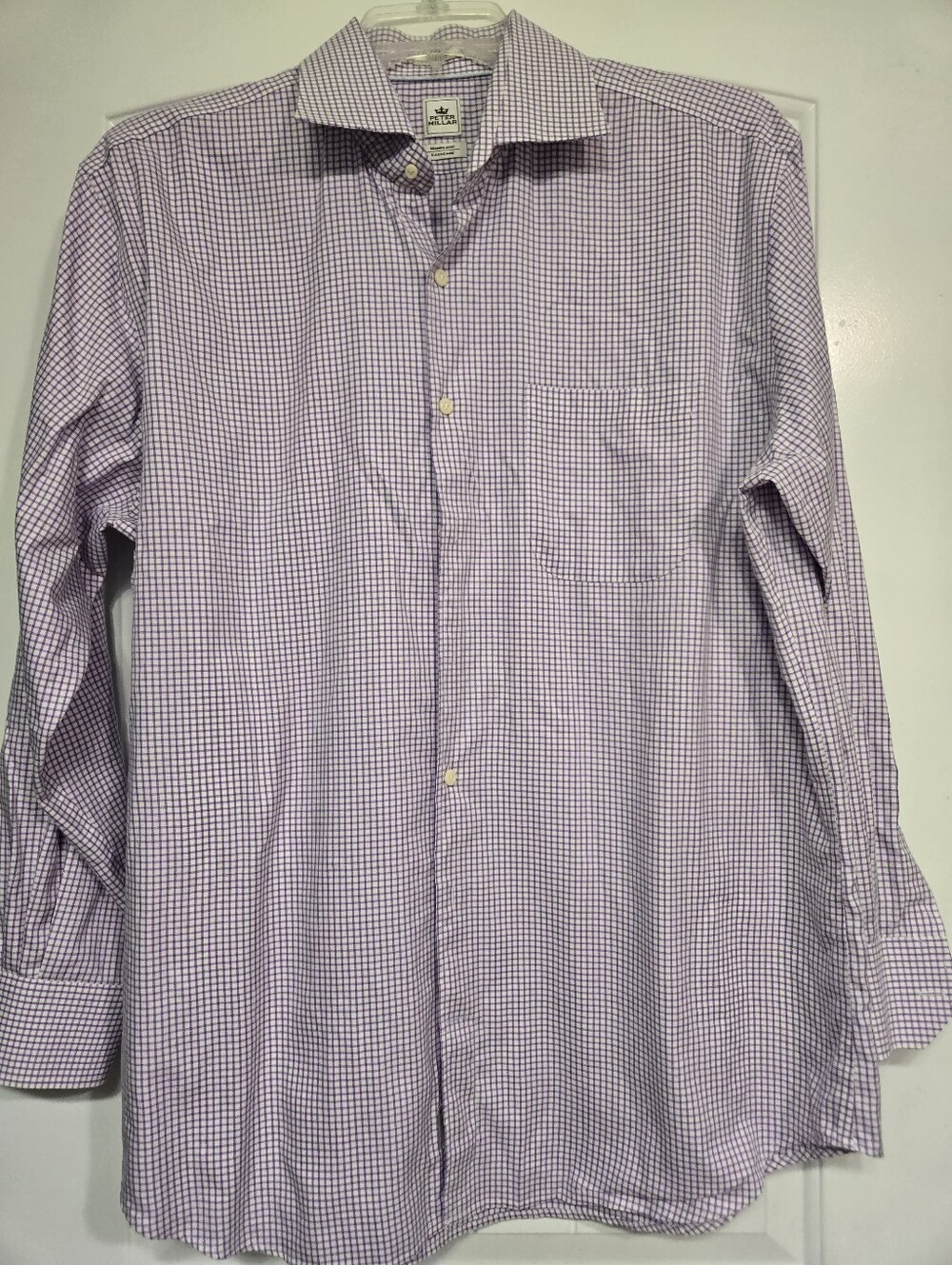 Peter Millar Purple Check Button-Front Dress Shirt